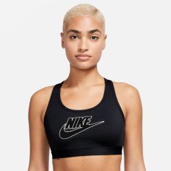Nike W NK SWSH MED SPT FUTURA BRA, ženski sportski top, crna