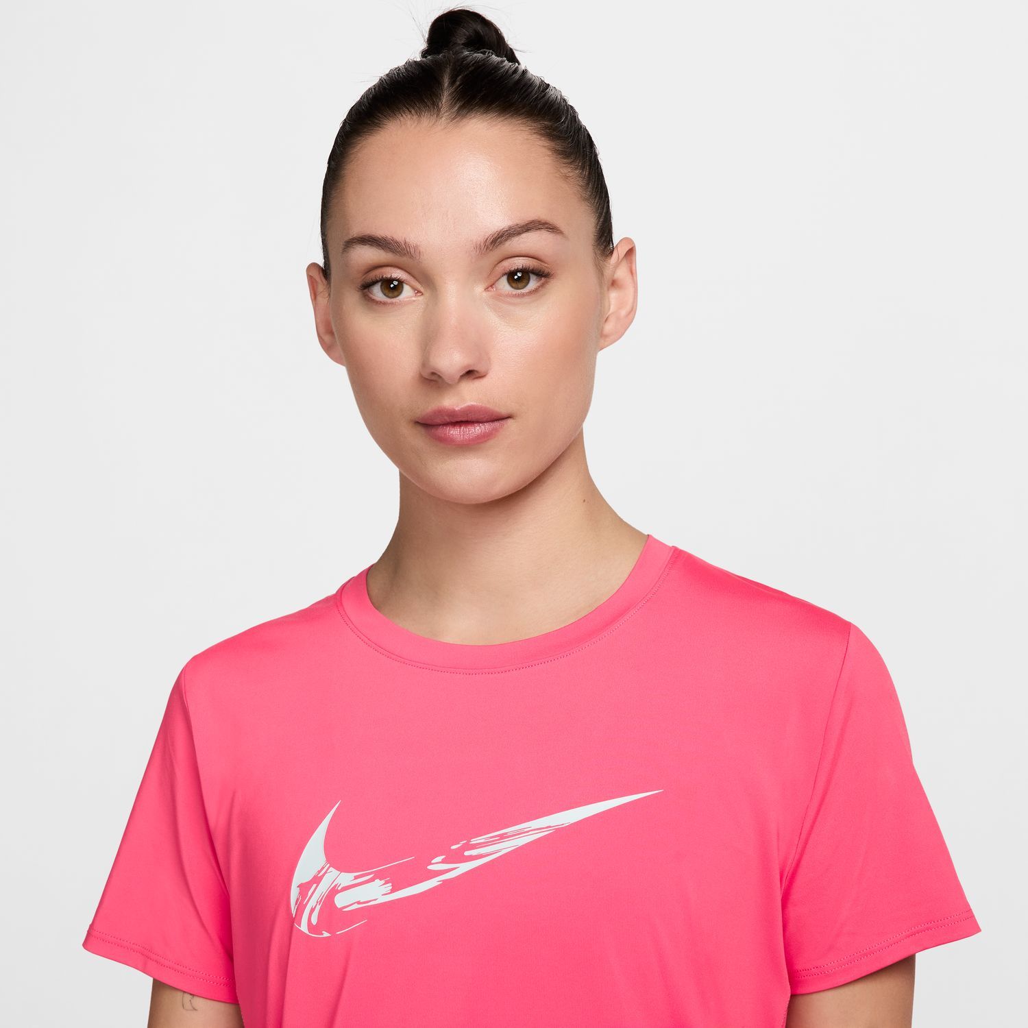 Nike W NK ONE SWOOSH HBR DF SS TOP, ženska majica za trčanje, roza