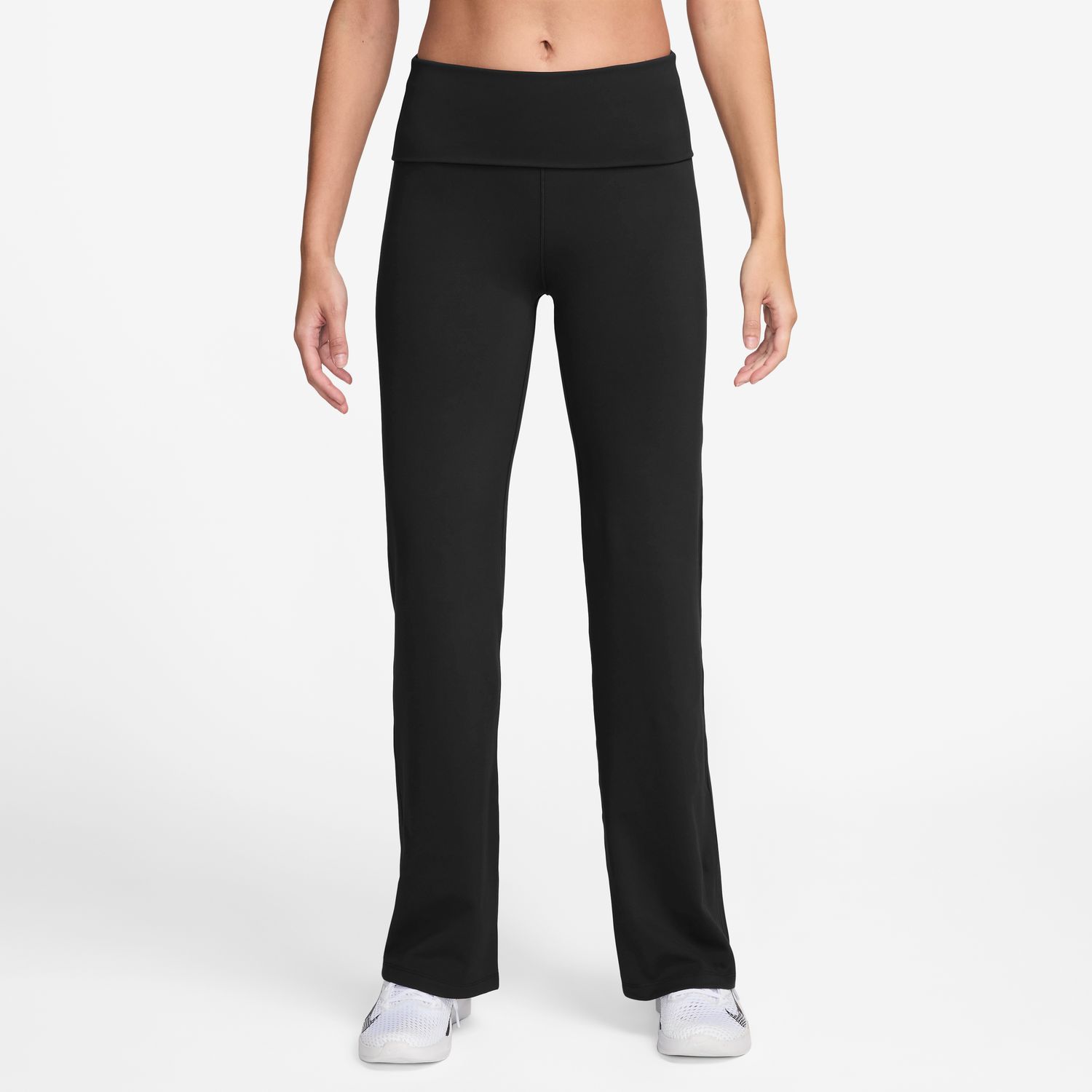 Nike W NK DF ONE HR FLDOVR PANT, ženske fitnes hlače, crna