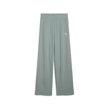 Puma ESS ELEVATED HIGH-WAIST STRAIGHT LEG RIB PANT, ženske hlače, zelena