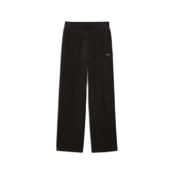 Puma ESS ELEVATED VELOUR RIB STRAIGHT LEG PANT, ženske hlače, crna