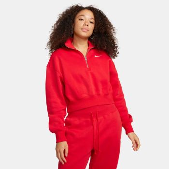 Nike W NSW PHNX FLC QZ CROP, ženski  pulover, crvena