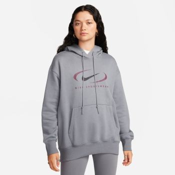 Nike W NSW FLC OS PO HDY SWSH, ženski pulover, siva