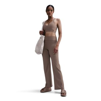 Nike W NK DF ONE HR FLDOVR PANT, ženske fitnes hlače, smeđa