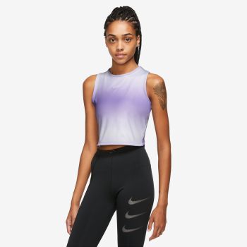 Nike W NK DF SWSH PRNT CROP TANK, ženska majica za trčanje, ljubičasta