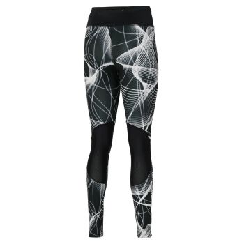 Mizuno PRINTED TIGHTS, ženske tajice za trčanje, crna