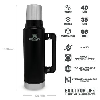 Stanley CLASSIC BOTTLE 1,4L, boca termo aluminijska, crna