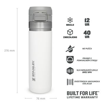 Stanley QUICK FLIP WATER BOTTLE 0,7L, boca termo aluminijska, bijela