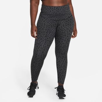 Nike W NK ONE DF HR TGHT LEOP  PLUS, ženske tajice za fitnes, crna